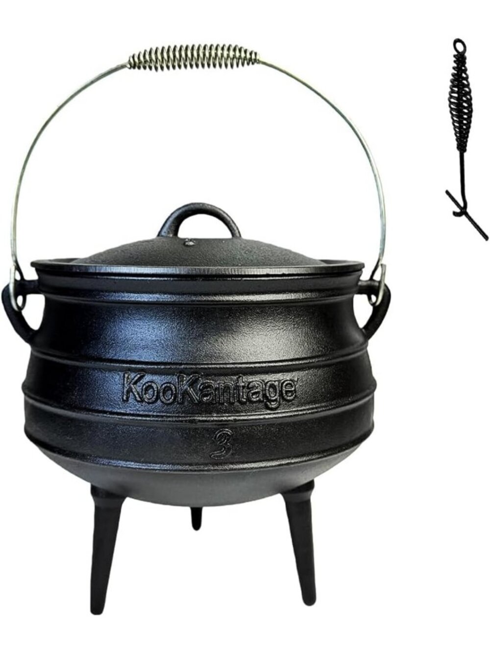 8-Quart Pre-Seasoned Cast Iron Cauldron - 3-Legged Dutch Oven for Campfire